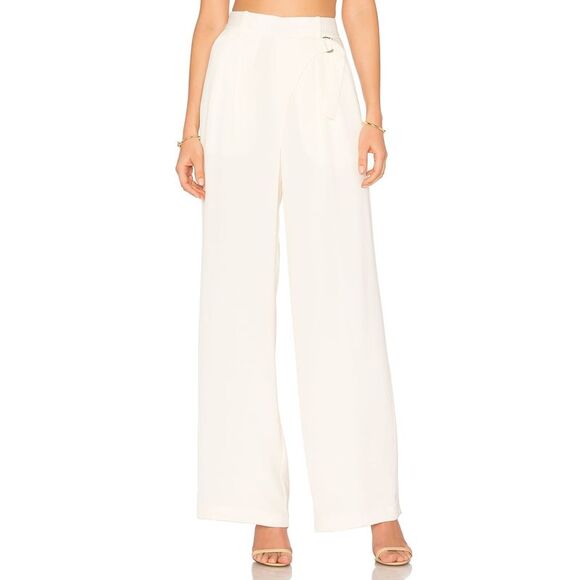 T ALEXANDER WANG Womens Ivory Zippered Pocketed Evening Wide Leg Pants 10
